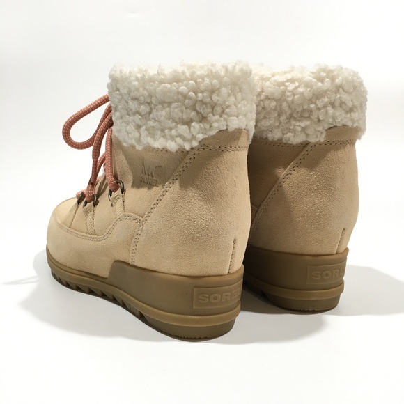 SOREL EVIE COZY LACE WATERPROOF HIKING BOOTS -TAN SUEDE -WOMEN’S US 10.5 -NEW - Picture 2 of 7